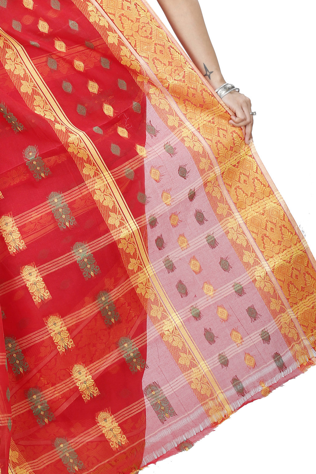 Red Pure Cotton Ghusoon Tant Saree (948)